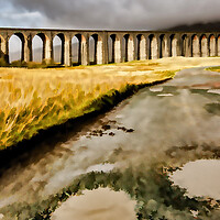 Buy canvas prints of Ribblehead Viaduct Digital Painting by Steve Smith