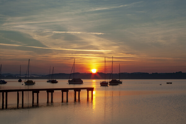 Ammersee Sunrise Picture Board by Steve Smith