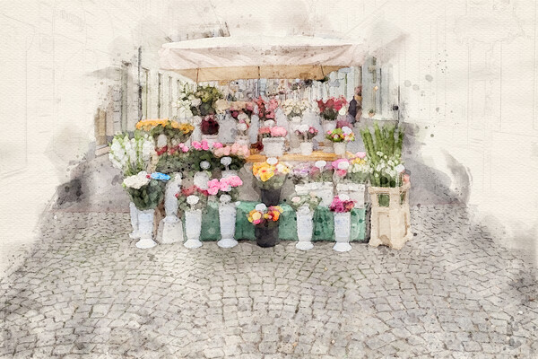 Warsaw Flower Seller Picture Board by Steve Smith