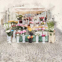 Buy canvas prints of Warsaw Flower Seller by Steve Smith