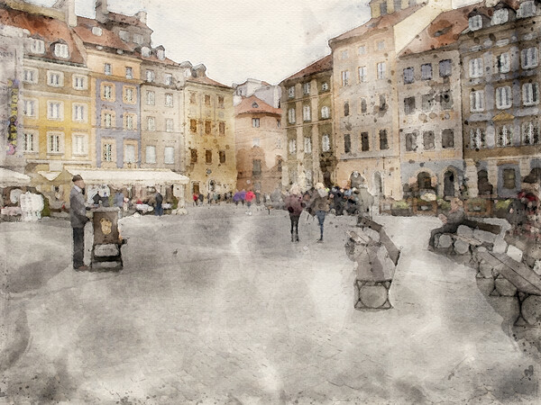 Warsaw Old Town Square Picture Board by Steve Smith