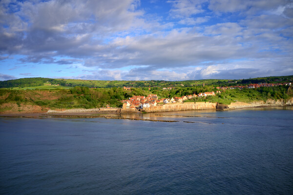 Aerial View of Robin Hoods Bay Picture Board by Steve Smith