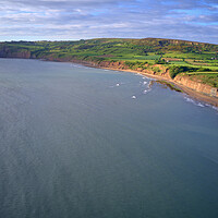 Buy canvas prints of Coastal Charm Aerial View of Robin Hoods Bay by Steve Smith
