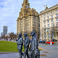 Buy canvas prints of Iconic Beatles Statues in Liverpool by Steve Smith