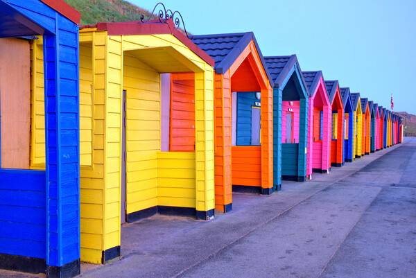 Saltburn By The Sea Beach Huts Picture Board by Steve Smith
