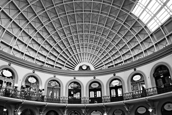 Leeds Corn Exchange Mono Picture Board by Steve Smith