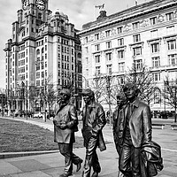 Buy canvas prints of The Beatles Pier Head Liverpool Mono by Steve Smith
