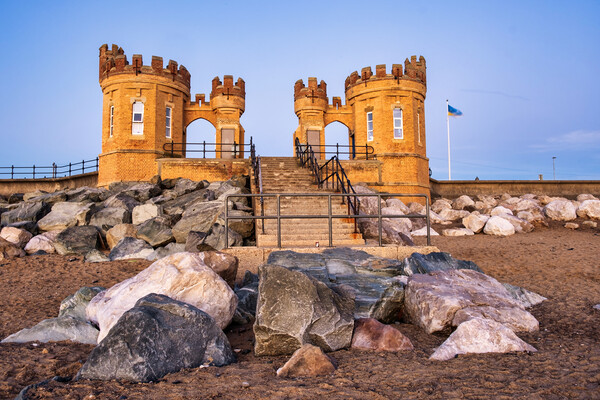 Withernsea Pier Towers Picture Board by Steve Smith