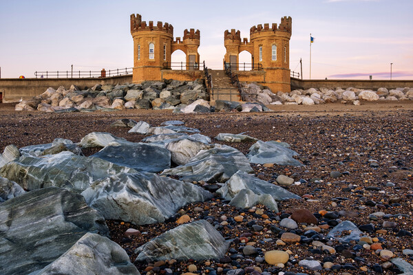 Withernsea Pier Towers Picture Board by Steve Smith