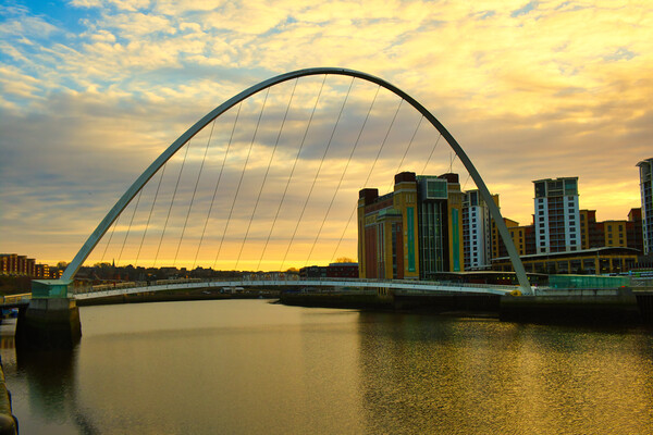 Millennium Bridge Gateshead Sunrise Picture Board by Steve Smith