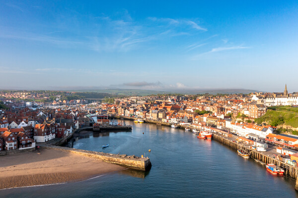 Aerial View Of Whitby Picture Board by Steve Smith