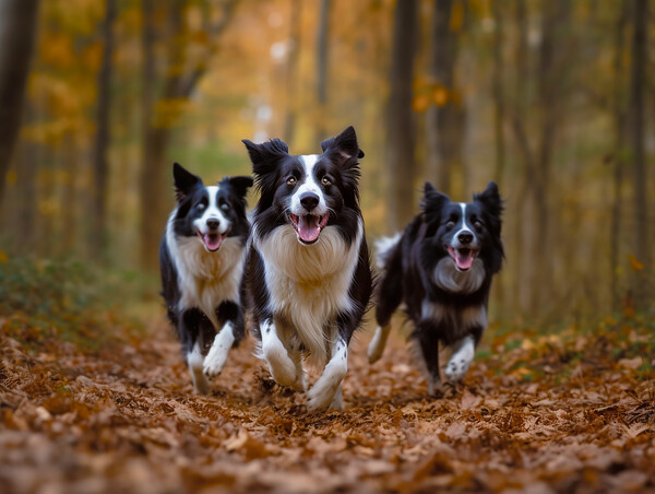 Three Border Collies Picture Board by Steve Smith