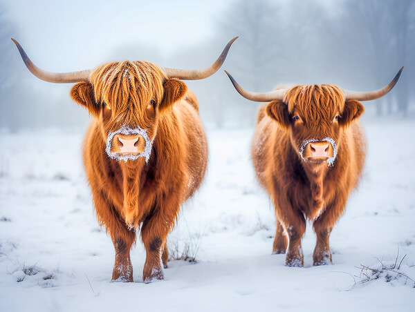 Glen Etive Highland Cows Picture Board by Steve Smith