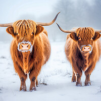 Buy canvas prints of Glen Etive Highland Cows by Steve Smith