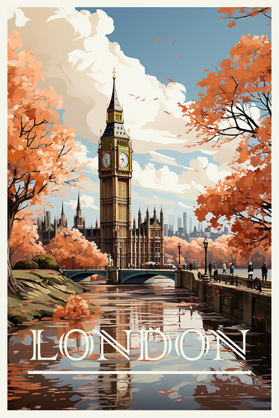 London Travel Poster Picture Board by Steve Smith