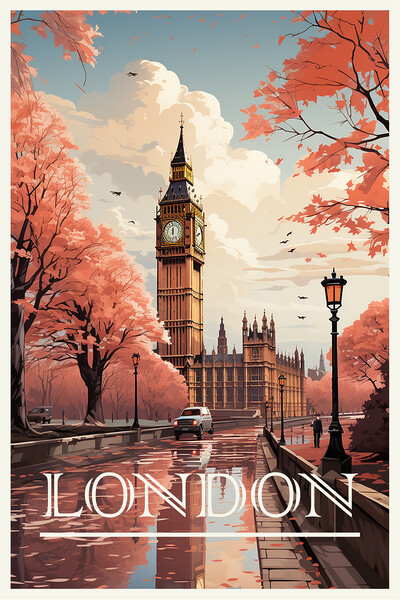 London Travel Poster Picture Board by Steve Smith