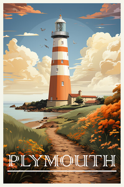 Plymouth Travel Poster Picture Board by Steve Smith
