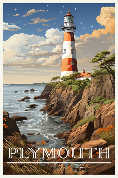 Plymouth Travel Poster Picture Board by Steve Smith