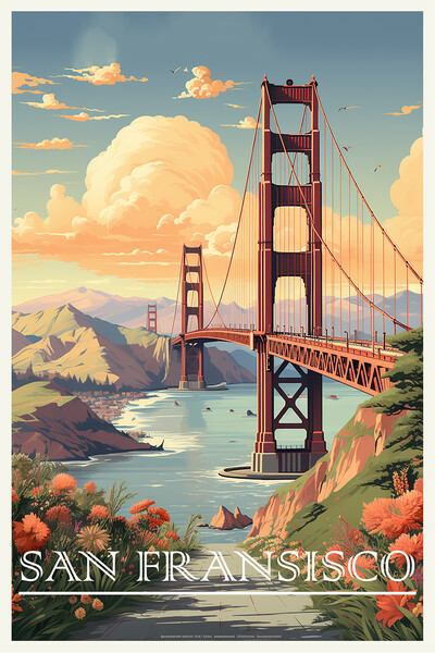 San Fransisco Travel Poster Picture Board by Steve Smith