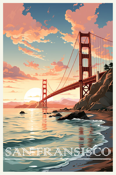 San Fransisco Travel Poster Picture Board by Steve Smith