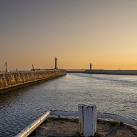 Buy canvas prints of Whitby Piers Dawn by Steve Smith
