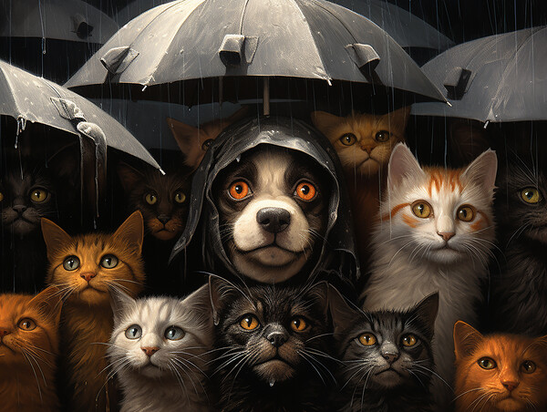 Raining Cats And Dogs Picture Board by Steve Smith