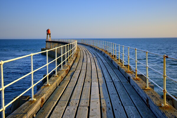 Whitby East Pier Picture Board by Steve Smith