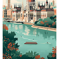 Buy canvas prints of Budapest Travel Poster by Steve Smith