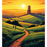 Buy canvas prints of Glastonbury Tor Travel Poster by Steve Smith