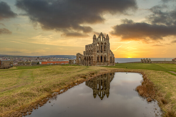 Whitby Abbey Sunrise Picture Board by Steve Smith