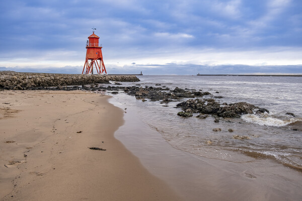 Herd Groyne Lighthouse Picture Board by Steve Smith