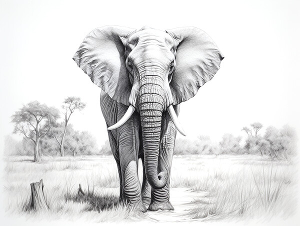 Bull Elephant Drawing Picture Board by Steve Smith