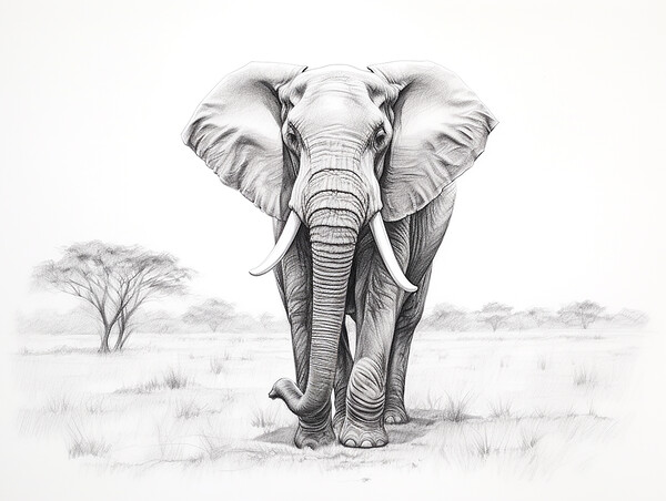Bull Elephant Drawing Picture Board by Steve Smith