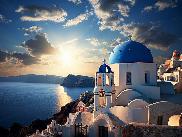 Santorini Sunset Picture Board by Steve Smith
