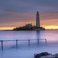 Buy canvas prints of St Marys Lighthouse Sunrise by Steve Smith