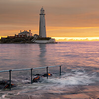 Buy canvas prints of St Marys Lighthouse Sunrise by Steve Smith
