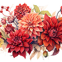 Buy canvas prints of Watercolour Red Dahlias by Steve Smith