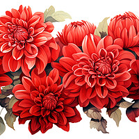 Buy canvas prints of Watercolour Red Dahlias by Steve Smith