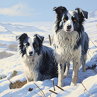 Buy canvas prints of Border Collies In Winter by Steve Smith