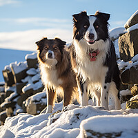 Buy canvas prints of Border Collies In Winter by Steve Smith