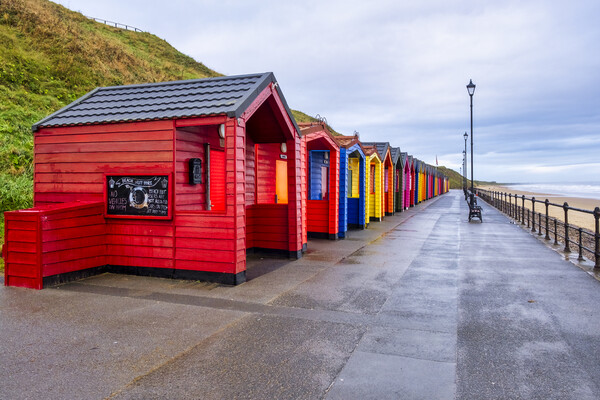 Saltburn by the Sea Beach Huts Picture Board by Steve Smith