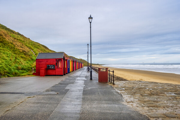 Saltburn by the Sea Beach Huts Picture Board by Steve Smith