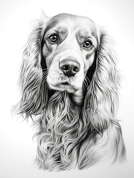 Pencil Drawing Cocker Spaniel Picture Board by Steve Smith