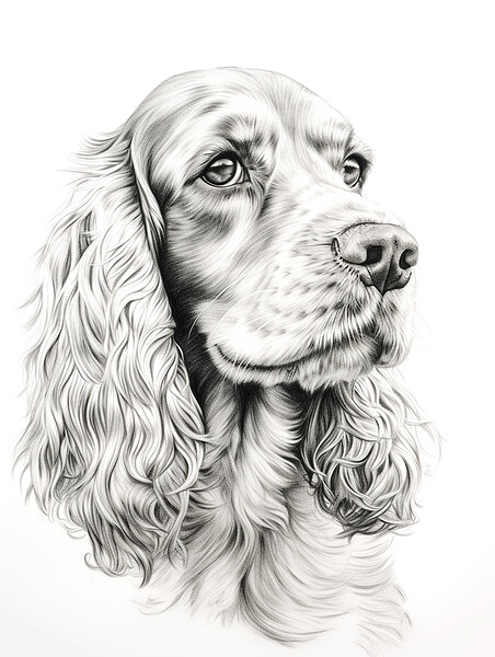 Pencil Drawing Cocker Spaniel Picture Board by Steve Smith