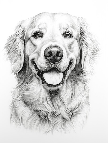 Pencil Drawing Golden Retriever Picture Board by Steve Smith