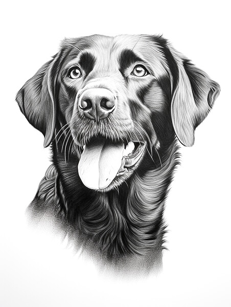 Pencil Drawing Black Labrador Picture Board by Steve Smith