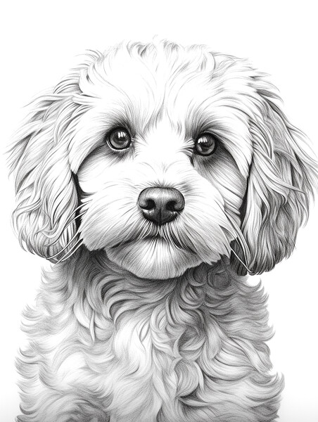 Pencil Drawing Cockapoo Picture Board by Steve Smith