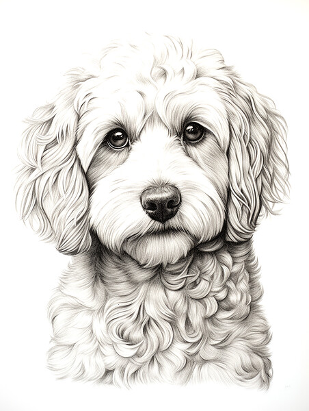 Pencil Drawing Cockapoo Picture Board by Steve Smith