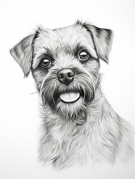 Pencil Drawing Border Terrier Picture Board by Steve Smith