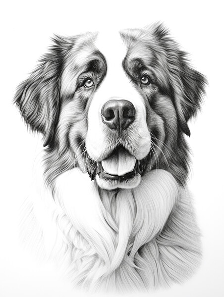 Pencil Drawing St Bernard Picture Board by Steve Smith